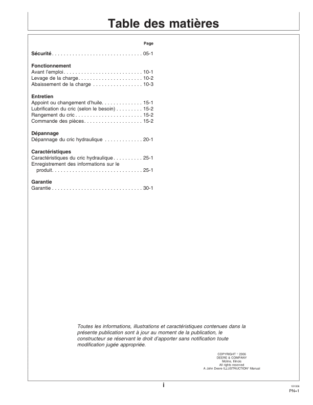 John Deere John Deere Heavy Duty Service Jacks - TY26324, TY26325 Operator's Manual (OMTY26300) - Image 2