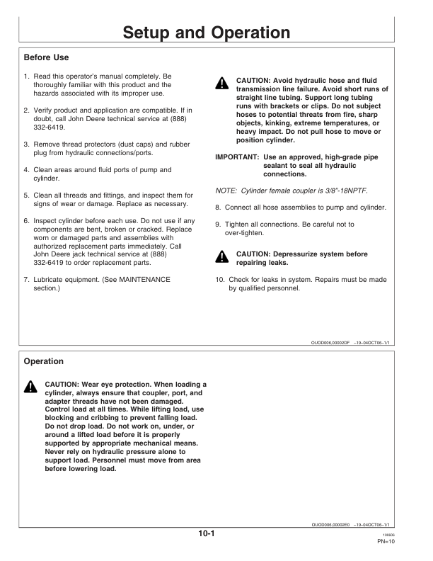 John Deere John Deere TY26327 30-Ton Aluminum Cylinder Operator's Manual (OMTY26302) - Image 2