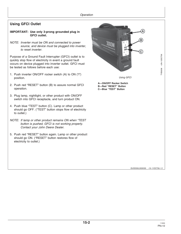 John Deere TY26330 Power Inverter 2000 Watt Operator's Manual (OMTY26361) - Image 2
