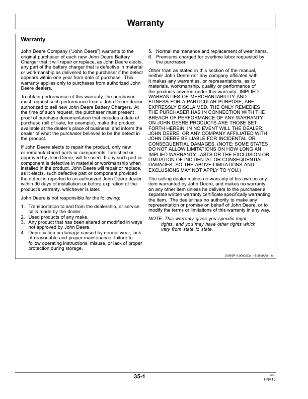 John Deere Four Bank Charger TY26877 Operator's Manual (OMTY26877) - Image 2