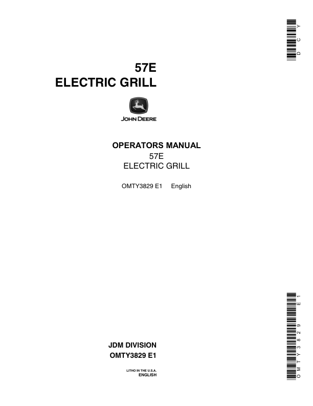 John Deere 57E Electric Grill Operator's Manual (OMTY3829)