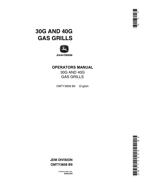 John Deere 30G & 40G Gas Grills Operator's Manual (OMTY3858)