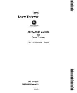 John Deere 320 Snow Thrower Operator's Manual (OMTY3903)