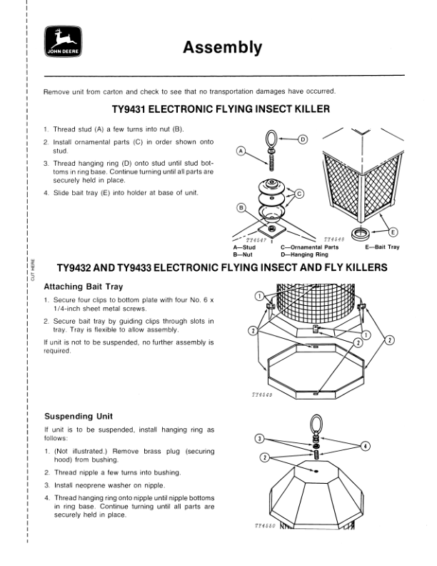 John Deere TY9431, TY9432 & TY9433 Electronic Flying Insect Killers Operator's Manual (OMTY3912) - Image 2