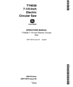 John Deere TY9038 7 1/4-Inch Electric Cirular Saw Operator's Manual (OMTY3975)