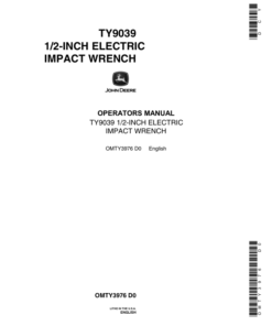 John Deere TY9030 Electric Impact Wrench Operator's Manual (OMTY3976)