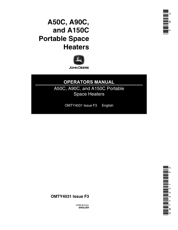 John Deere A50C, A90C, A100C, A150C Portable Space Heaters Operator's Manual (OMTY4031)