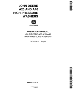 John Deere A25, A40 High-Pressure Washers Operator's Manual (OMTY7732)