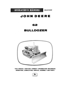 John Deere 62 Crawlers Operator's Manuals (OMU11504)