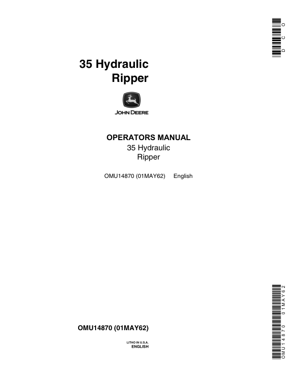 John Deere 35 Hydraulic Ripper Operator's Manual (OMU14870)