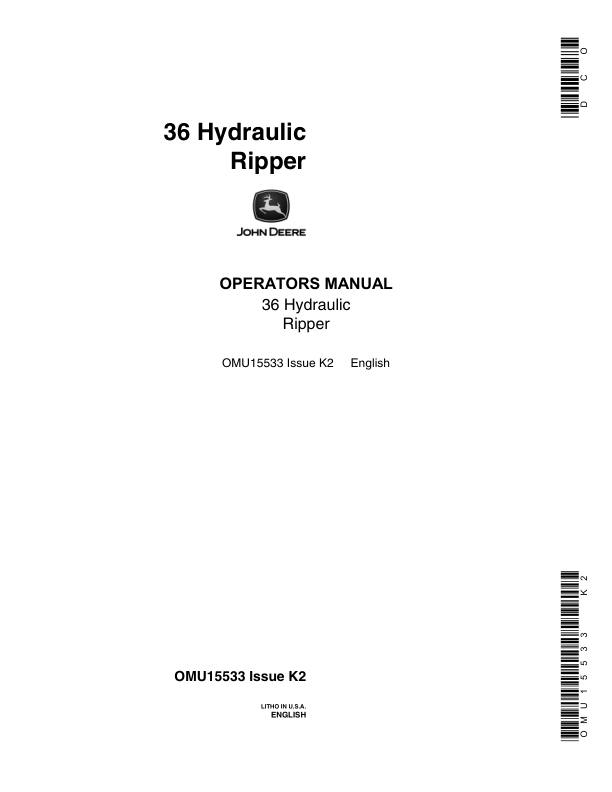John Deere 36 Hydraulic Ripper Operator's Manual (OMU15533)