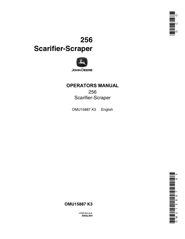John Deere 256 Scrapers Operator's Manuals (OMU15887)