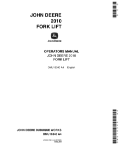 John Deere 2010 Forklifts Operator's Manuals (OMU16340)
