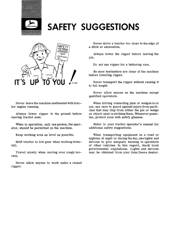 John Deere 3100, 3110 Hydraulic Rippers Operator's Manual (OMU17207) - Image 2