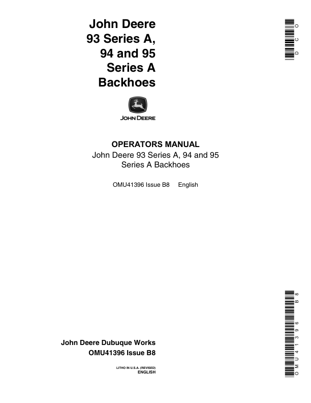 John Deere 93A, 94A, 95A Attachments Operator's Manuals (OMU41396)
