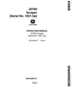 John Deere 760 Scrapers Operator's Manuals (OMU42896)