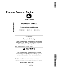 John Deere Propane Powered Engine (North America) Operator's Manual (OMUC10340E)