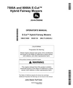 John Deere 7500A, 8000A E-Cut Hybrid Fairway Mowers (North American) Operator's Manual (OMUC10906)