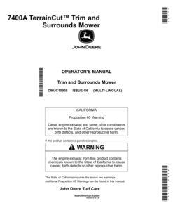 John Deere 7400A TerrainCut Trim, Surrounds Mower (North American) Operator's Manual (OMUC10938)
