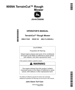 John Deere 9009A TerrainCut Rough Mower (020001-) (North America Edition) Operator's Manual (OMUC11045)
