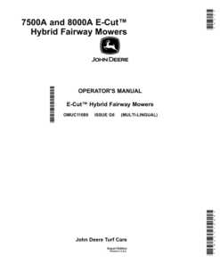 John Deere 7500A, 8000A E-Cut Hybrid Fairway Mowers (Export Edition) Operator's Manual (OMUC11089)