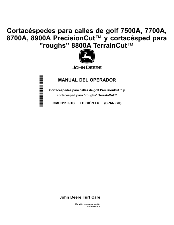 John Deere 7500A, 7700A, 8700A, 8900A PrecisionCut Fairway Mowers, 8800A TerrainCut Rough Mower (Export Edition) Operator's Manual (OMUC11091) - Image 2