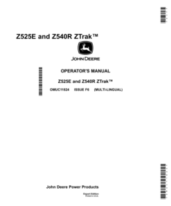 John Deere Z525E, Z540R ZTrak (Export Edition)S.N. 010001- Operator's Manual (OMUC11824)