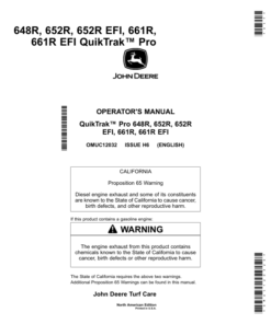 John Deere 648R, 652R, 652R EFI, 661R, & 661R EFI QuikTrakPro (North America) (050001-) Operator's Manual (OMUC12032E)