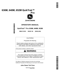 John Deere 636M, 648M, 652M QuikTrak Pro (North America) (050001-) Operator's Manual (OMUC12033E)
