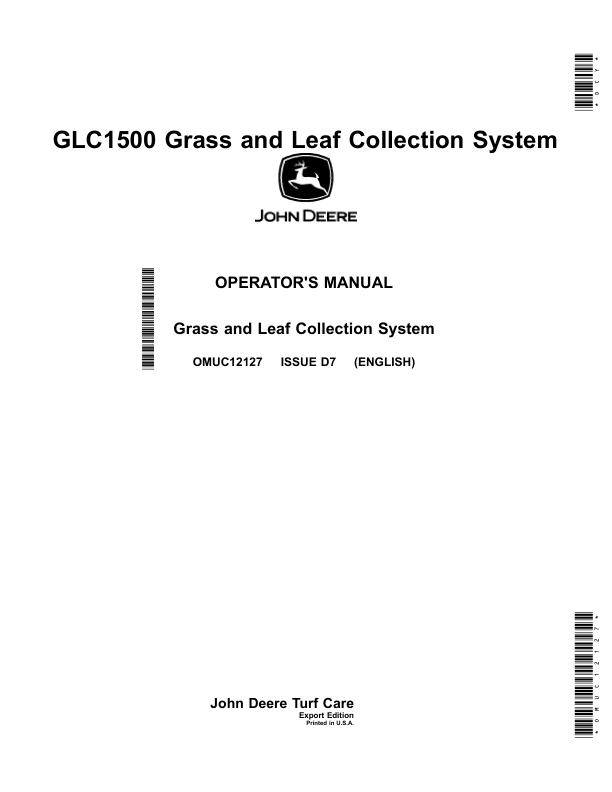 John Deere GLC1500 Grass & Leaf Collection System Operator's Manual (OMUC12127)