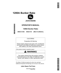 John Deere 1200A Bunker Rake (North American) Operator's Manual (OMUC12168)