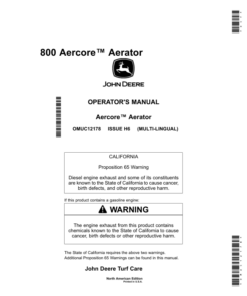 John Deere 800 Aercore Aerator (North American) Operator's Manual (OMUC12178)