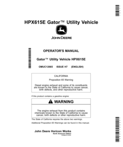 John Deere HPX615E Gator Utility Vehicle Operator's Manual (OMUC12665)