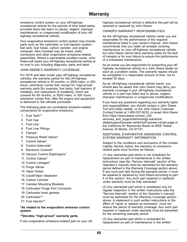 John Deere HPX815E Gator Utility Vehicle (010001-020000) Operator's Manual (OMUC12666) - Image 2