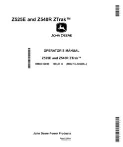 John Deere Z525E, Z540R ZTrak (Export Edition)SN 050001- Operator's Manual (OMUC12699)