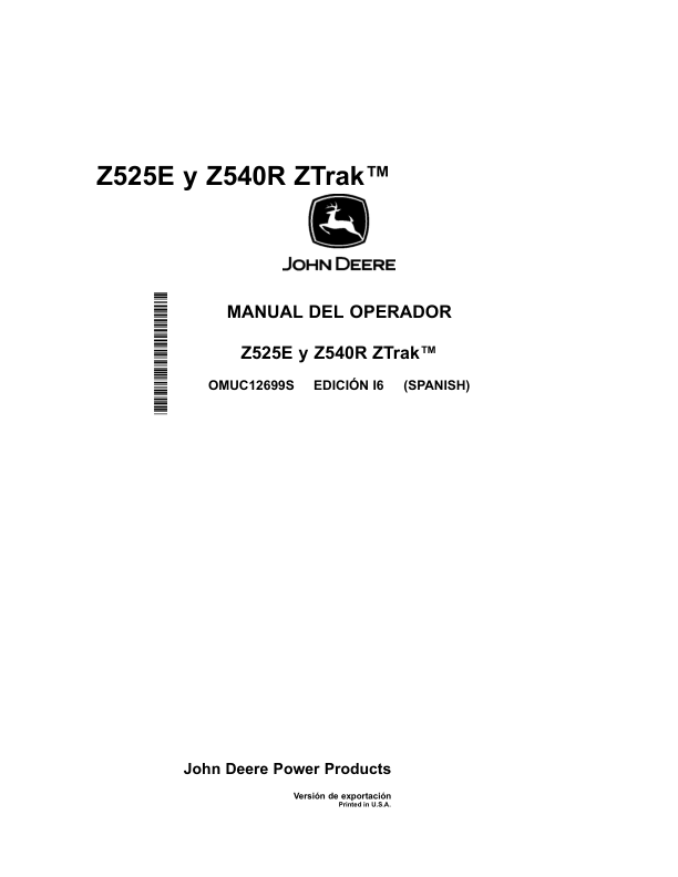 John Deere Z525E, Z540R ZTrak (Export Edition)SN 050001- Operator's Manual (OMUC12699) - Image 2