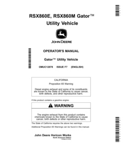 John Deere RSX860E & RSX860M Gator Utility Vehicle Operator's Manual (OMUC12878)
