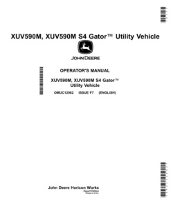 John Deere XUV590M & XUV590M S4 Gator Utility Vehicle Operator's Manual (OMUC12982)