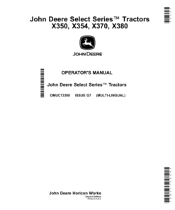 John Deere Select Series Tractors X350, X354, X370, X380 (Export Edition)(s.n. 050001-) Operator's Manual (OMUC13308)