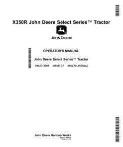 John Deere X350R Select Series Tractor (Export Edition)(s.n. 050001-) Operator's Manual (OMUC13309)