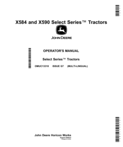 John Deere X584, X590 Select Series Tractors (Export Edition)(s.n. 130001-) Operator's Manual (OMUC13310)