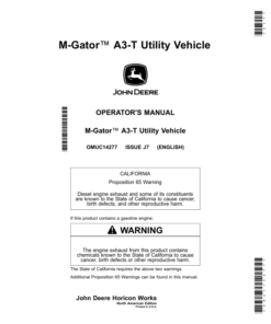 John Deere M-Gator A3-T Utility Vehicles Operator's Manual (OMUC14277)