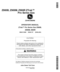 John Deere Z900B, Z900M, Z900R ZTrak Pro Series Gas (North America) (040001-) Operator's Manual (OMUC15068E)