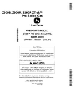 John Deere Z900B, Z900M, Z900R ZTrak Pro Series Gas (North America) (030001-) Operator's Manual (OMUC15069E)