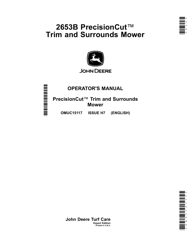 John Deere 2653B PrecisionCut Trim & Surrounds Mowers Operator's Manual (OMUC15117)