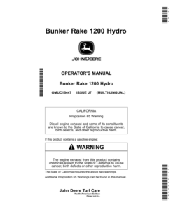 John Deere Bunker Rake 1200 Hydro (North American) Operator's Manual (OMUC15447)