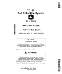 John Deere TC125Turf Collection System (North American) Operator's Manual (OMUC15482)