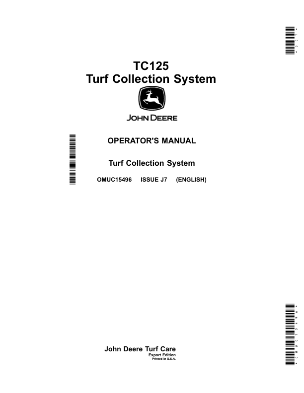 John Deere TC125 Turf Collection System Operator's Manual (OMUC15496)