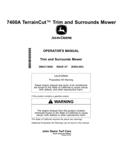 Alternative view of John Deere 7400A TerrainCut Trim, Surrounds Mower (North American) Operator's Manual (OMUC15600)