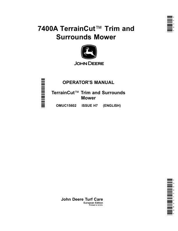 John Deere 7400A TerrainCut Trim & Surrounds Mower Operator's Manual (OMUC15602)
